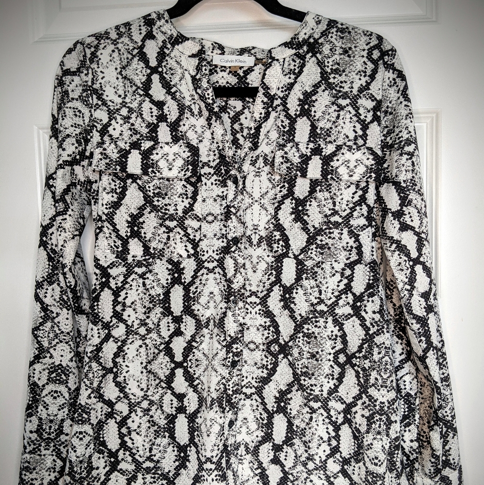 Calvin Klein Snake Print Button Down Blouse - image 4